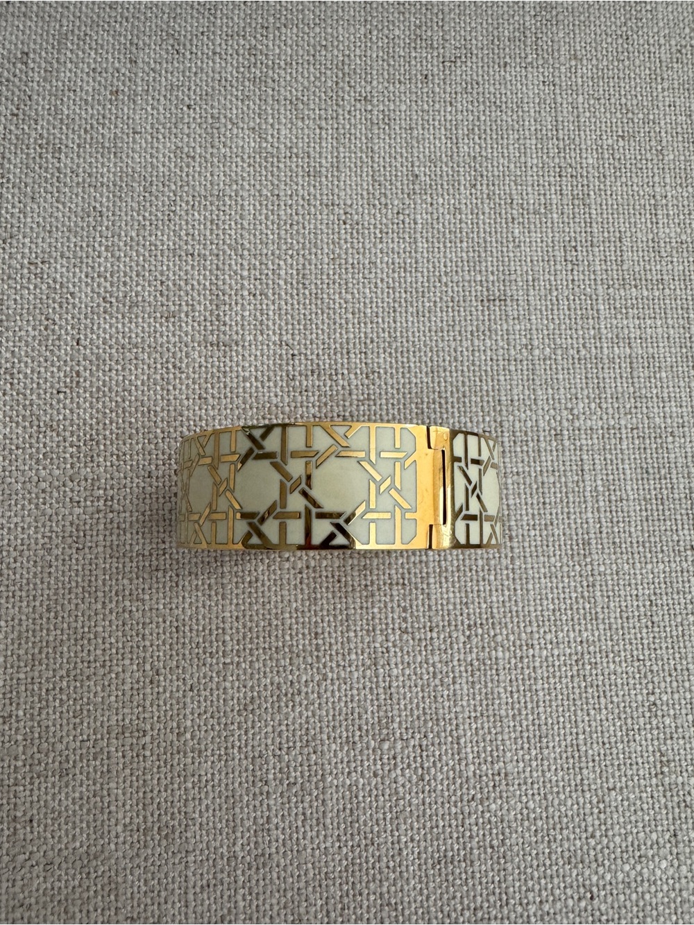 kate spade Gold and Cream Geo-Pattern Bangle Bracelet - Picture 2 of 5